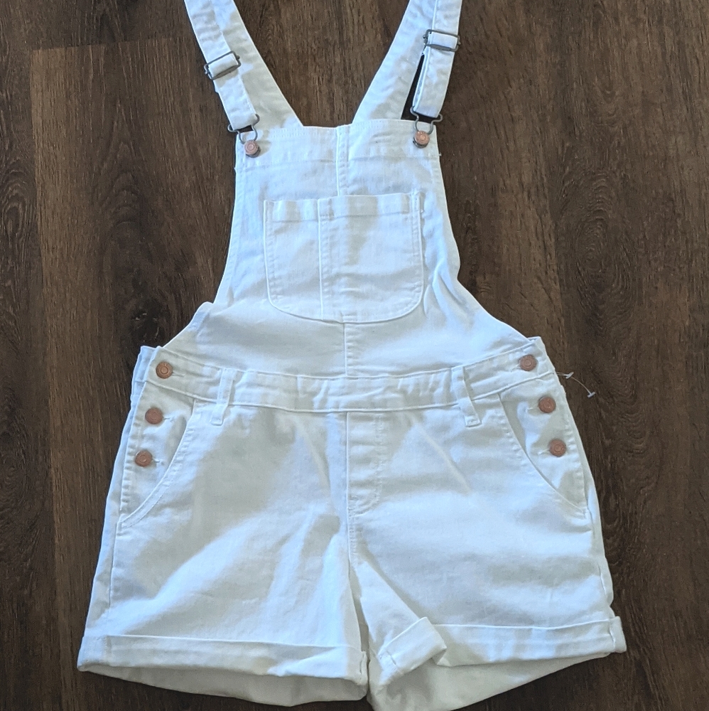 Old Navy White Denim Short Overalls